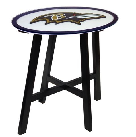 Baltimore Ravens Wooden Pub Table With Glass Top