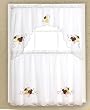 3pc White with Red Apple and Yellow Pear Kitchen/Cafe Curtain Tier and Swag Set