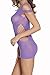 FIYOTE Women Sexy Net See Through Chemise Teddy Lingerie Mesh Mini Chemise (One Size, Orchid)