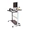 48" Shelves Mobile Ergonomic Stand Up Desk Computer Workstation (Dark Walnut Shelves / Silver Frame)