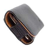 PCMicrostore Apple iPhone Black Leather Texture Horizontal Holster Carrying Case With Belt Loop And Clip