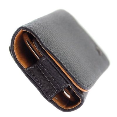 PCMicrostore Apple iPhone Black Leather Texture Horizontal Holster Carrying Case With Belt Loop And Clip