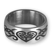 Steel Tribal Heart Ring