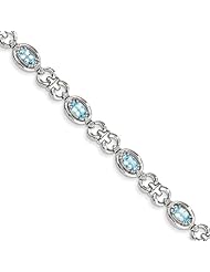 Sterling Silver Diamond & Light Swiss Blue Topaz Bracelet