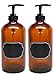 2 Pack Firefly Craft Amber Plastic Pump Bottles with Chalkboard Labels, 16 ounces each