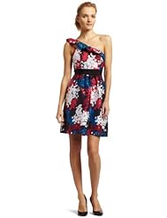 One Shoulder General Print Fit-and-Flare Polyester  Dress