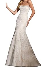 Strapless Mermaid Natural   Waistline Beaded Lace Evening Dress/Wedding Dress 