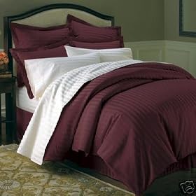 Stripes Burgundy 300 Thread Count King/Cal king Duvet Cover Set 100 % Egyptian Cotton 3pc comforter cover set with matching pillow shams