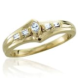 10k Yellow Gold Marquise and Baguette Diamond Ring Band, Size 6 (HI, I, 0.12 carat)
