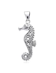 Sea Monsters - Hippocampus - Poseidons Steed Seahorse with Celtic Knot Sterling Silver Pendant