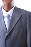 Men's Single Breasted Gray Pinstripe Super 150s Wool Feel Dress Suit