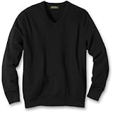 Eddie Bauer Cotton/Cashmere V-Neck Sweater, Black L Regular