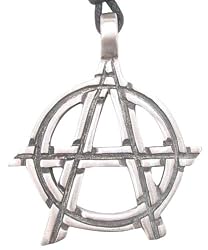 Goth Punk Anarchy Sign Pewter Pendant Necklace