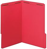 Globe-Weis Fastener Folders, 1/3 Cut, Reinforced Tab, 2 Fasteners, Legal Size, Red, 50 Folders Per Box (27740)