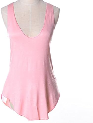 Lady Sexy Women Sleeveless Modal Deep V Neck Sexy Tank Top Cami Low-cut Solid Vest (Pink)