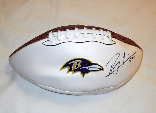 Ray Lewis Autographed Baltimore Ravens Logo Football W/PROOF, Picture of Ray Signing For Us, Baltimore Ravens, University of Miami Hurricanes, Super Bowl