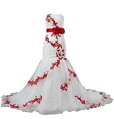 Strapless Lace  Mermaid Organza Wedding Dress  With a Bow(s) and a Sash 