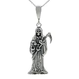 Sterling Silver La Santa Muerte Necklace