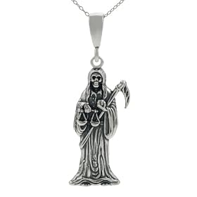 Sterling Silver La Santa Muerte Necklace
