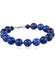 Sterling Silver 10mm Lapis Bead Bracelet, 7.5"