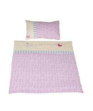 Rosebud embroidered duvet cover set cotbed
