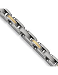 Stainless Steel 14k Gold Inlay Bracelet