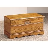 Southwestern Style Oak Cedar Wood Chest with Carved Floral Accent By Coaster