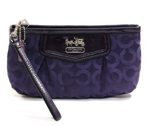 NEW AUTHENTIC COACH MADISON OP ART LARGE WRISTLET (Raisin)