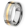 14k Gold Inlaid Polished Titanium Ring (8.0 mm) With Wood Box - Sizes 6-13