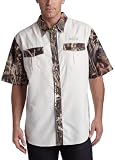 Realtree Men's Camo Spliced Short Sleeve Camp Shirt