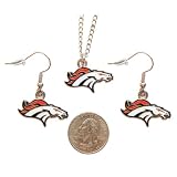 Denver Broncos Necklace and Dangle Earring Charm Set NFL