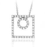 3 in 1! Sterling Silver Diamond cz Square and Circle Pendant