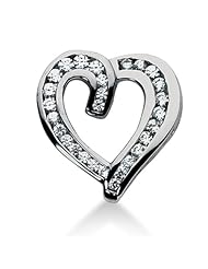 14K Gold Channel set Diamond Heart Pendant (1.35 cttw, F - G Color, SI2 Clarity)