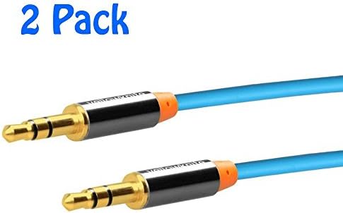 2 Pack(6.5 Feet / 2.0 Meter)- 3.5mm Male To Male Stereo Auxiliary Aux Audio Cable -Gold Plated Plugs Designed for iPhone, iPad, iPod, Smartphone, Tablet and MP3 Player(Blue)