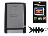 Premium Black Silicone Skin Case and Screen Protector for Amazon Kindle DX E-Book Reader