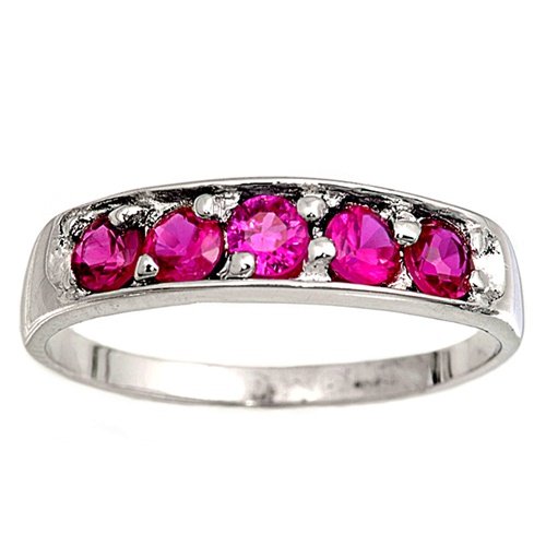 Baby Sterling Silver Ring with Ruby CZ Stones