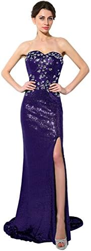 Favebridal Women's Beading Strapless Lace-up Evening Dresses with Knee Slit SD114PL-8