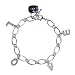 Amethyst Cubic Zirconia LOVE Letters and Lock and Key Platinum Overlay Sterling Silver Charm Bracelet 7.5"