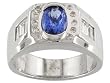 14K White Gold Man's Tanzanite and Diamond Ring
