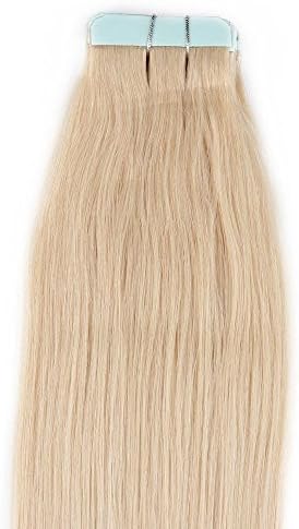 Top 16" 18" 20" 22" 24" Remy Tape-in Hair Skin Weft Real 100% Human Hair Extensions (16inch 30g/20pcs, #613 bleach blonde)