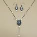 Victorian Cameo Jewelry Set Black -Earrings & Long Necklace 28