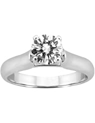 0.50 Ct Round H/I I1 Diamond 14K White Gold Ring