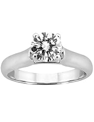 0.50 Ct Round H/I I1 Diamond 18K White Gold Ring