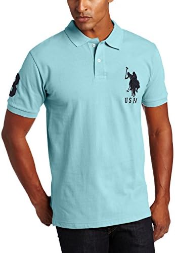 U.S. Polo Assn. Men's Solid Short Sleeve Pique Polo, Capri Heather, Large