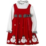 Bonnie Jean Girls 2-6x Corduroy Jumper Set With Snowman Appliques