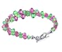 Made with Swarovski Elements� Cluster Pink & Green Crystal Beads Bracelet in.925 Sterling Silver with Secure Lobster Clasp 8"