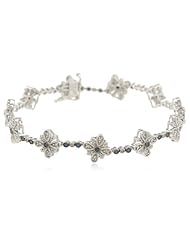 Sterling Silver 3/4 Cttw Blue and White Diamond Bracelet, 7.25"