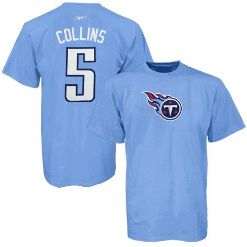 Reebok Tennessee Titans #5 Kerry Collins Light Blue Player T-shirt (X-Large)
