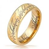Bling Jewelry Lord of The Rings Style Gold Plated Polished Tungsten Ring Pendant 7mm - Size 5