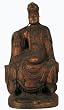 Tibetan Wood Gilt Statue Seated Male Aspect Quan Yin